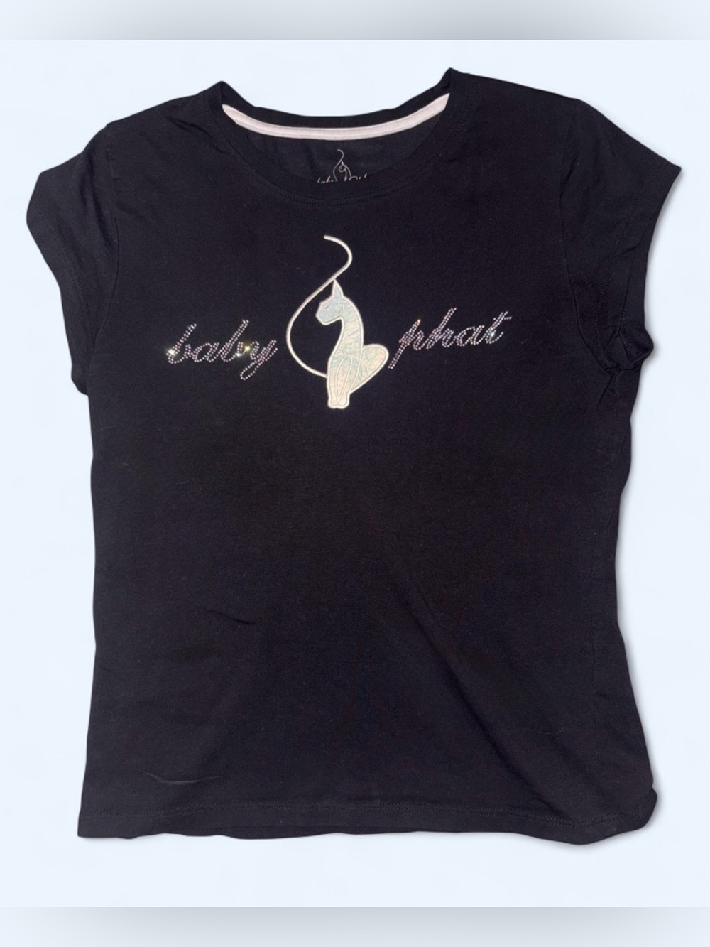 Baby Phat Black Rhinestone Logo Baby Tee - XL